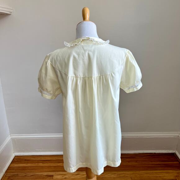 Vintage 50s Barbizon Pajama Set M Yellow Lace Peter Pan Collar Cottagecore - Picture 11 of 16